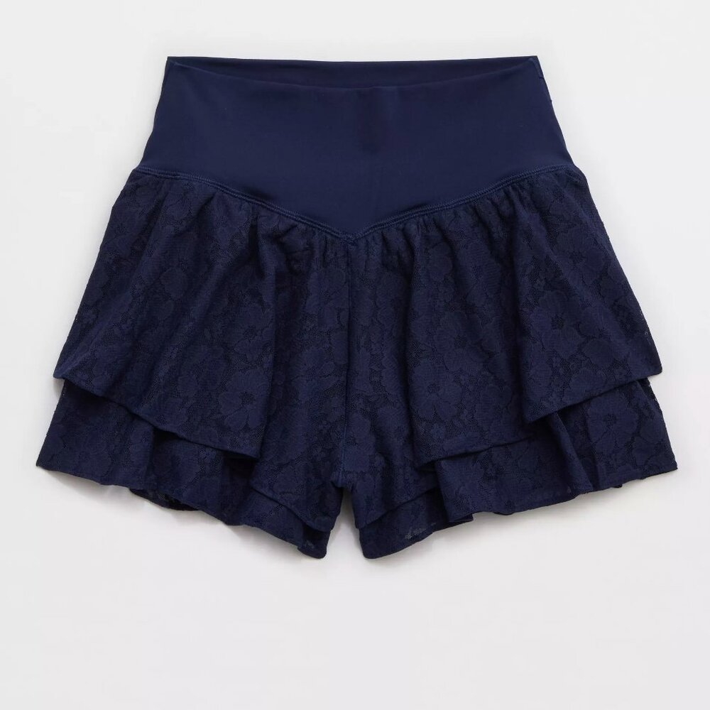 OFFLINE By Aerie Real Me Lace Flowy Short - Navy - Large